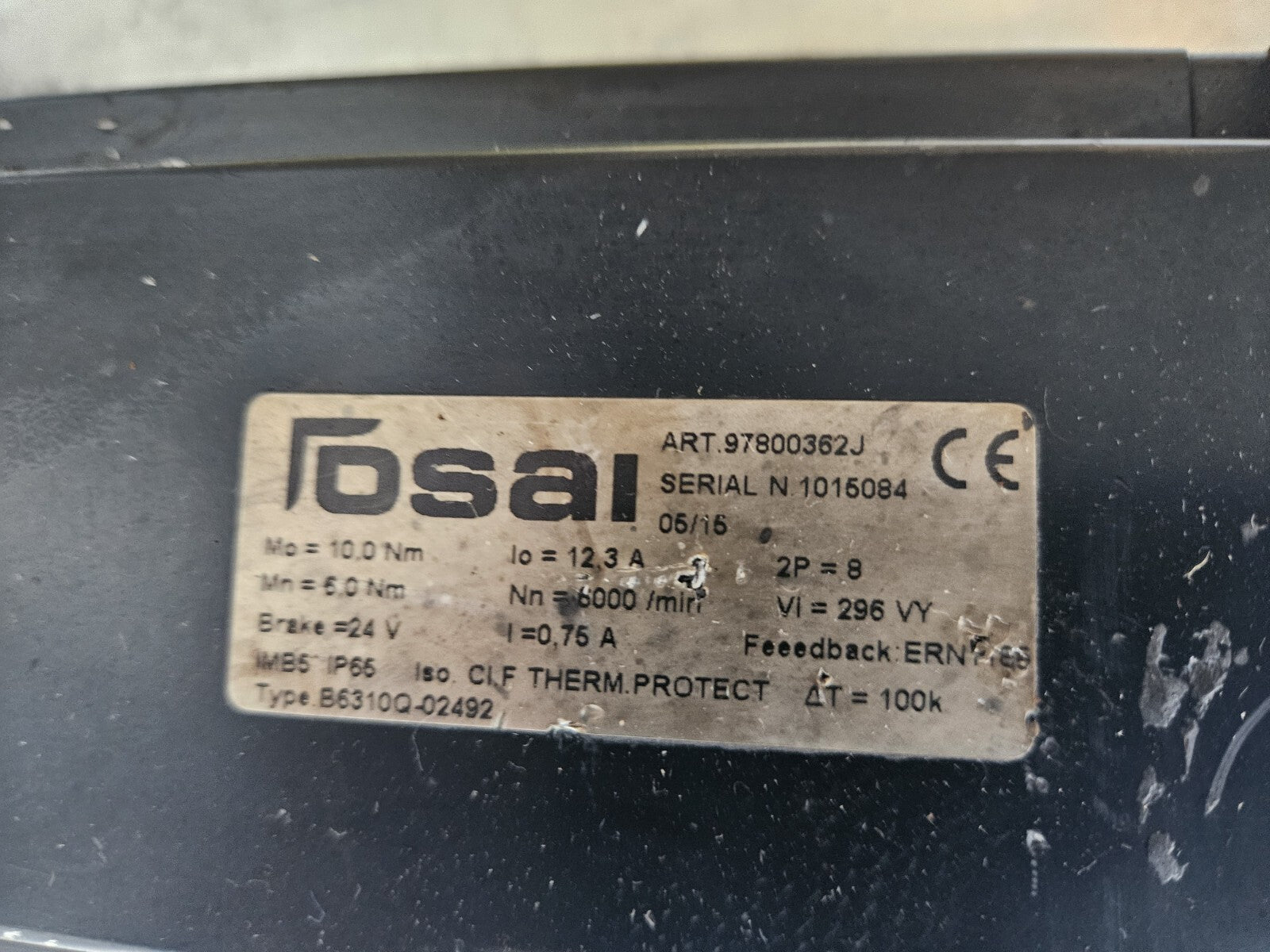 OSAI Servomotor B6310Q-02492, 97800362J, Used, Fully Working, Worldwide Shipp.