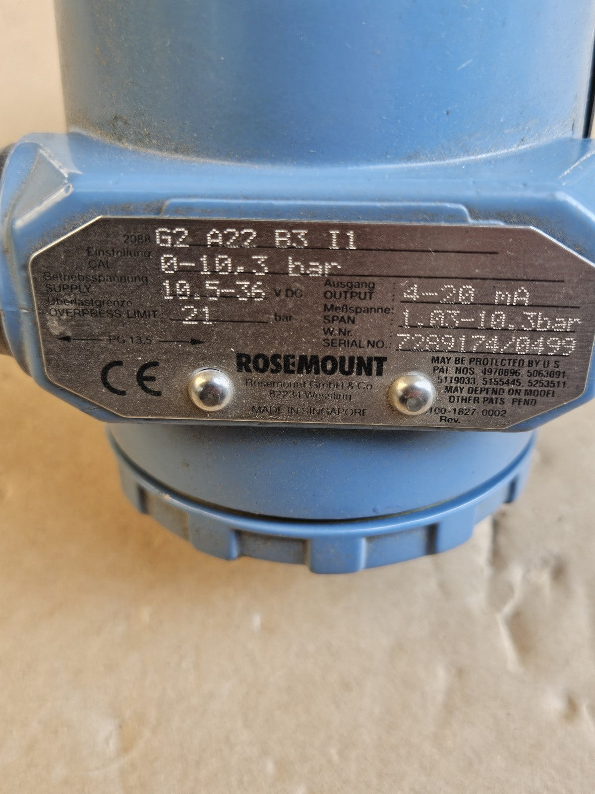 ROSEMOUNT/EMERSON MODEL 2088 PRESSURE TRANSMITTER 62A22B3I1, New Unused 7289174