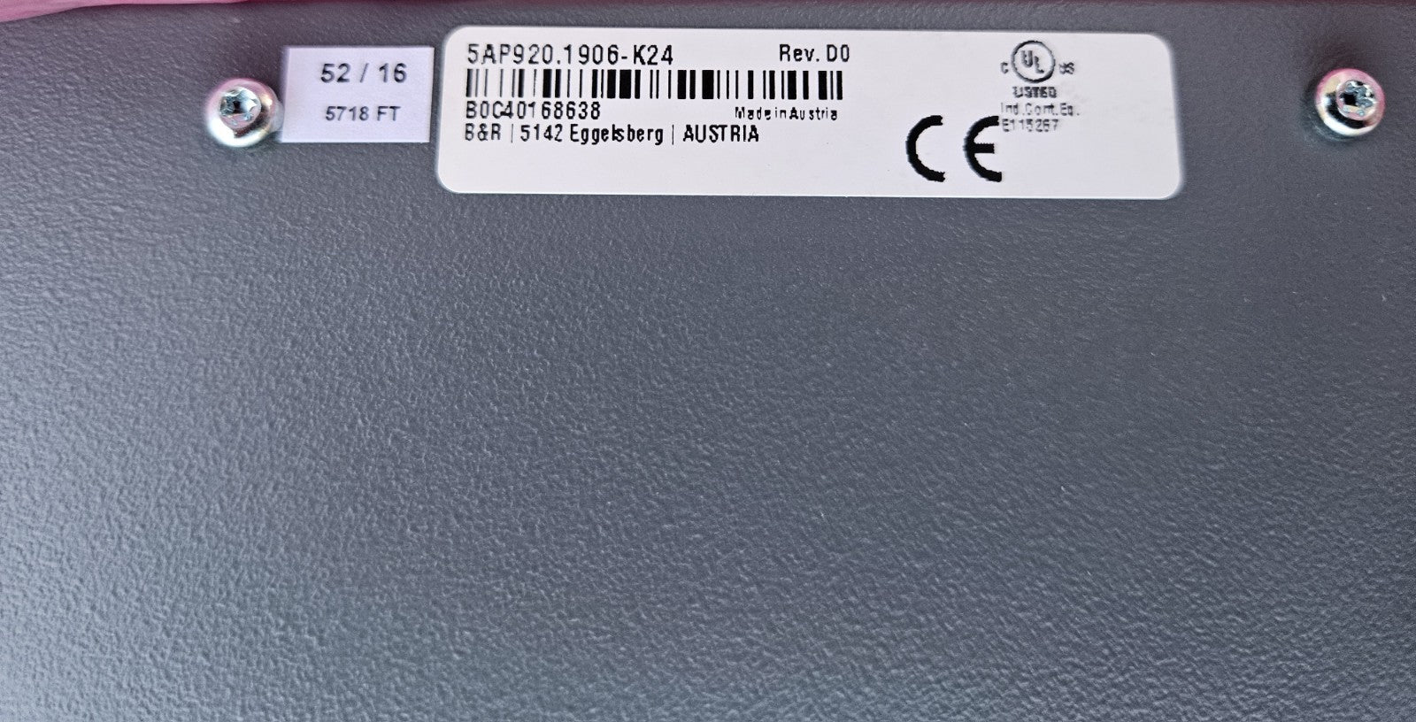 B&R Automation Panel Touchscreen 5AP920.1906-K24 Rev. D0, New In Box, Unused NEU
