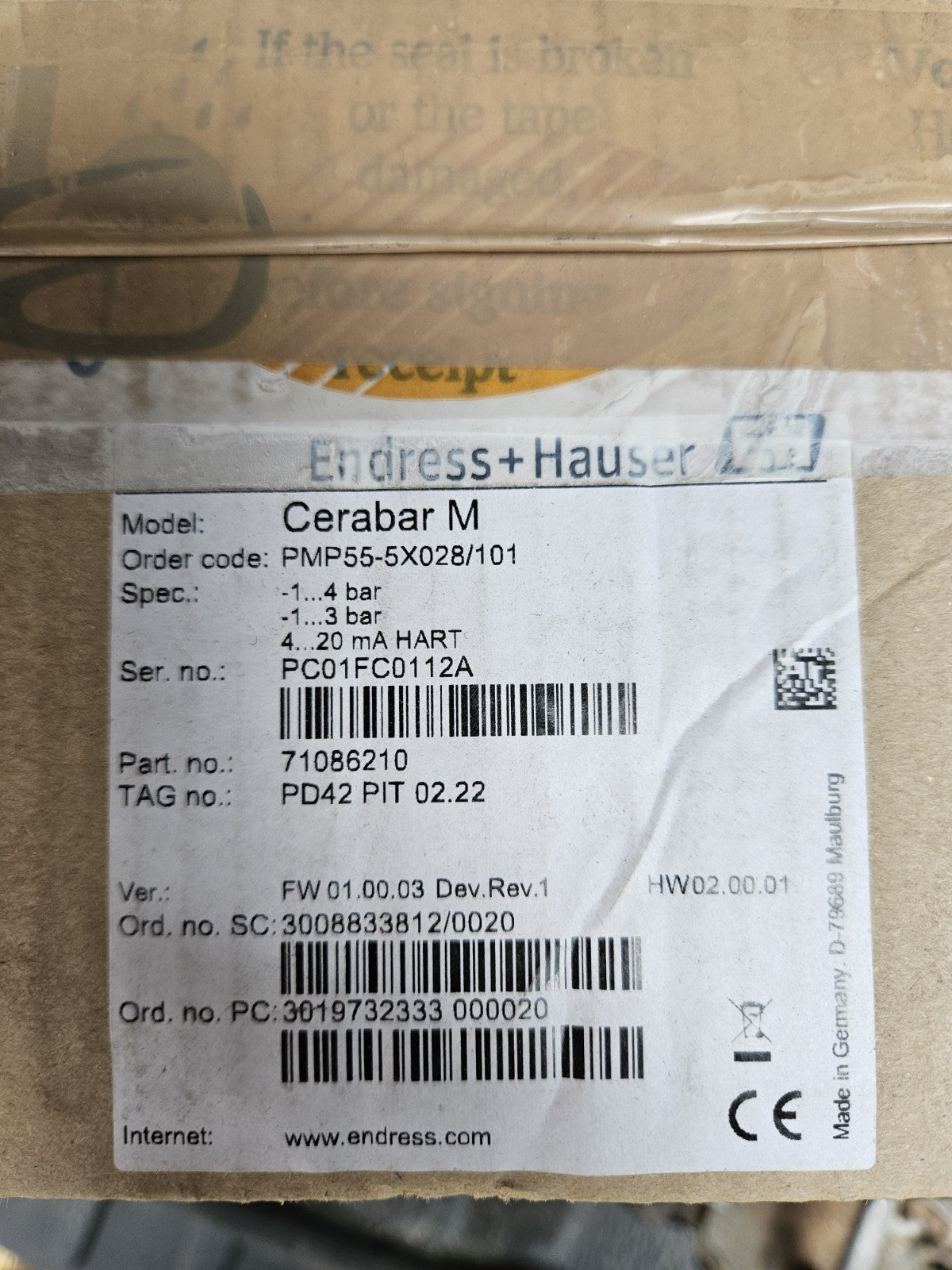 Endress+Hauser PMP55-5X028/101, HART PC01FB0112A, 71086210 New In Box, Neu/Ovp