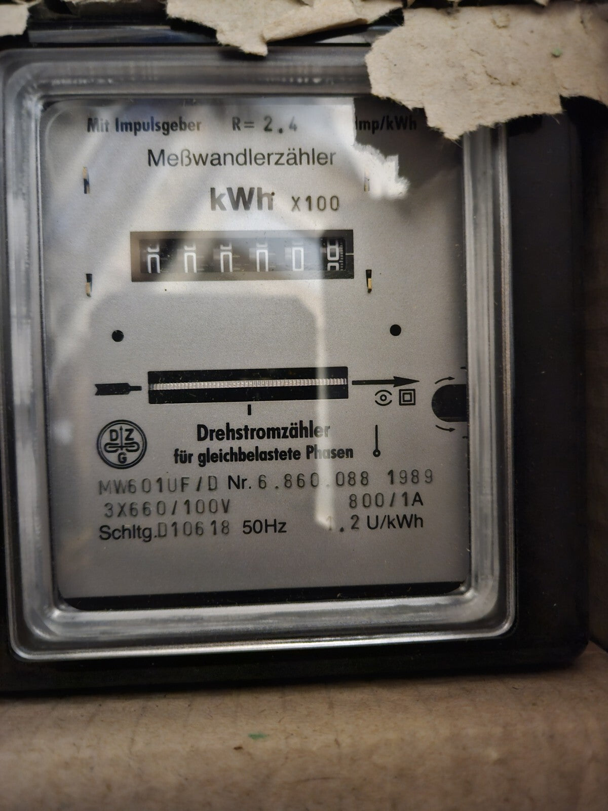 D.Z.G. D10618 Meßwandlerzähler MW601UF/D 1,2 U/KWH, 3/660/ 1000V, Neu/OVP,new