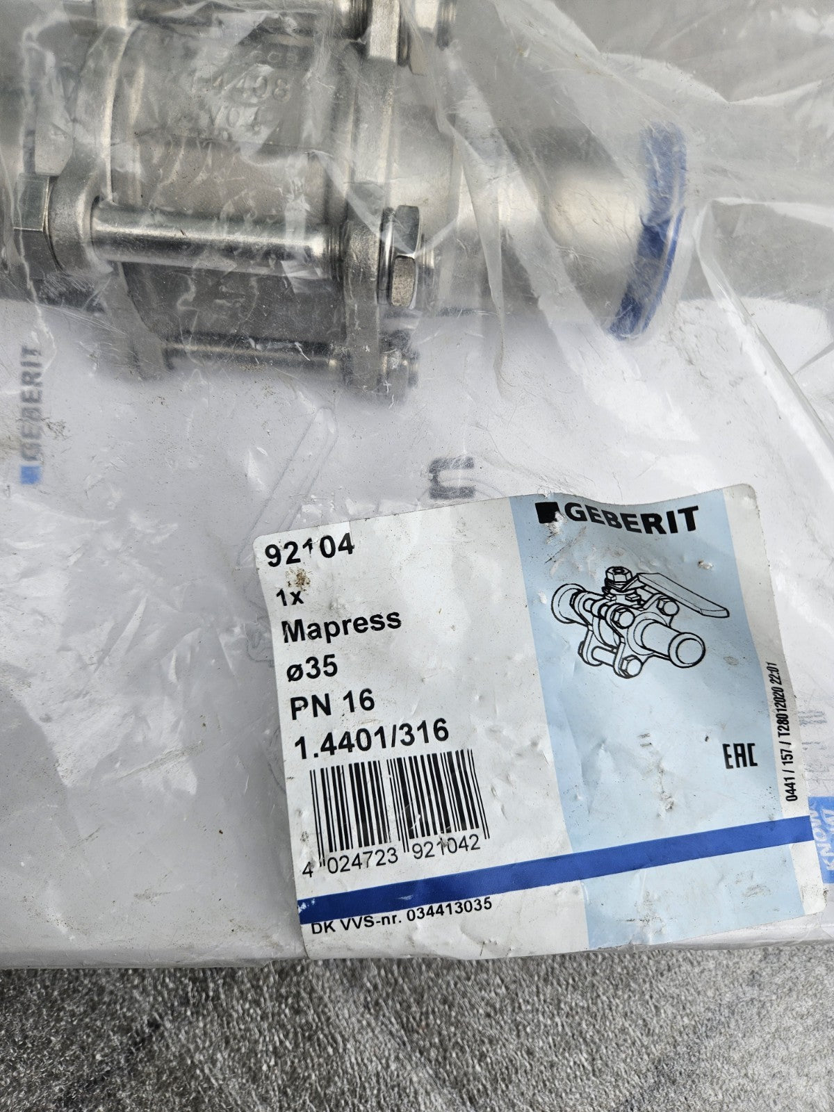 Geberit Mapress Edelstahl Kugelhahn mit Betätigungshebel 92104 geflanscht Neu 