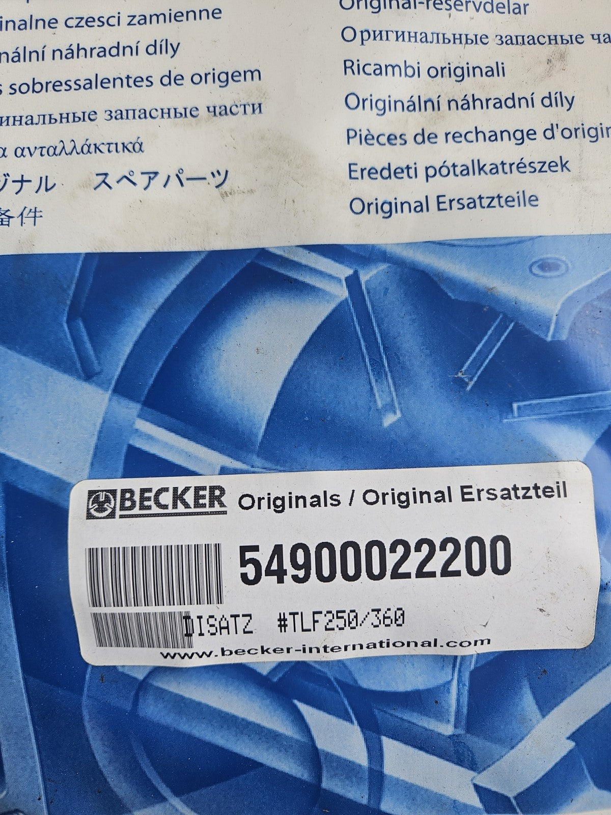 Org.Dichtungssatz Becker 54900022200 Gasket Set DTLF, TLF, VTLF, VXLF neu/ovp