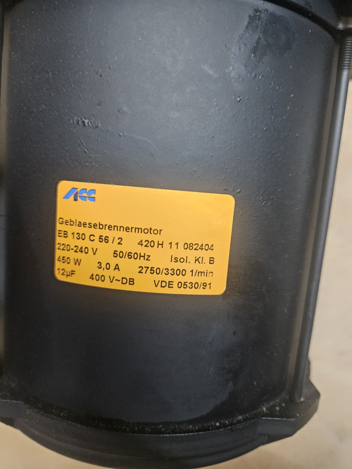 ACC EB130C56/2 220-240V 50/60Hz 450W 2750/3300/min Gebläsebrennermotor Neu New