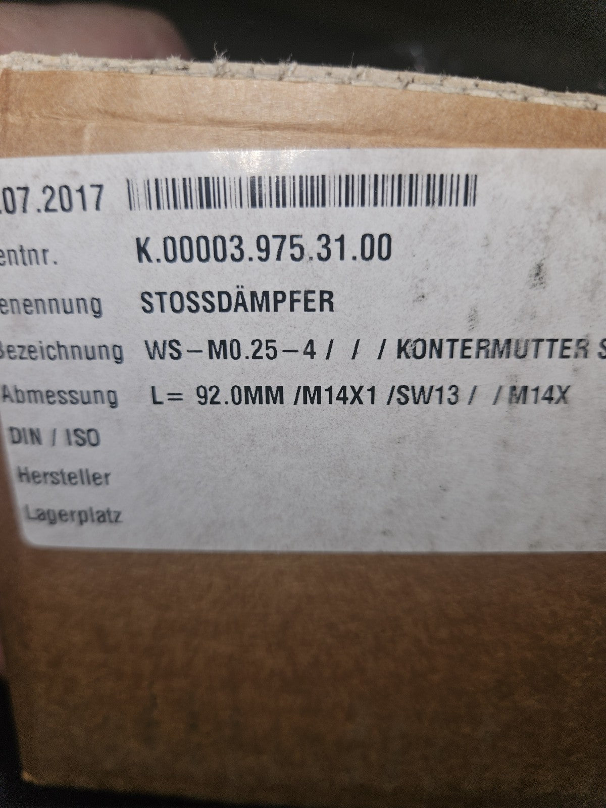 Weforma Stoßdämpfer WS-M0,25-4 Mega-Line Shock Absorber, Neu New Unused Unbenutz