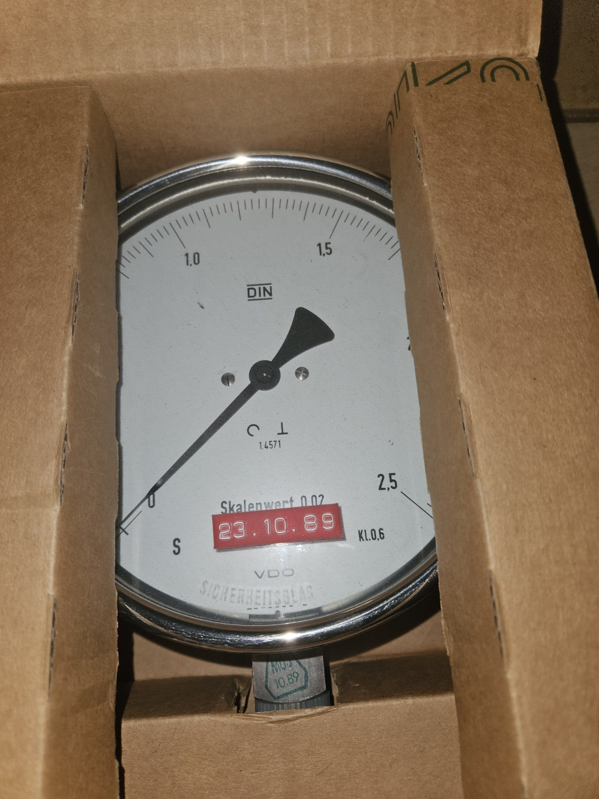 VDO Sicherheits Manometer Edelstahl, 0...2,5bar, Skalenwert 0,02bar Neu/ovp New
