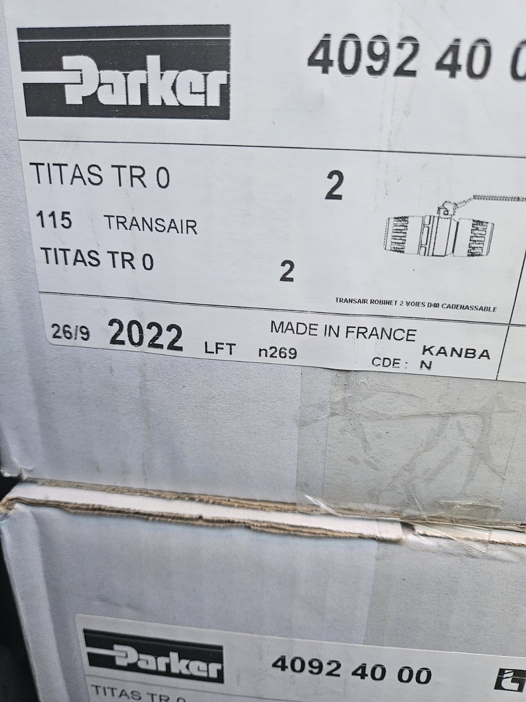 Pack of 2 x PARKER TRANSAIR 4092 40 00 Tubing Fitting,For Tubing O.D.1 40.00mm