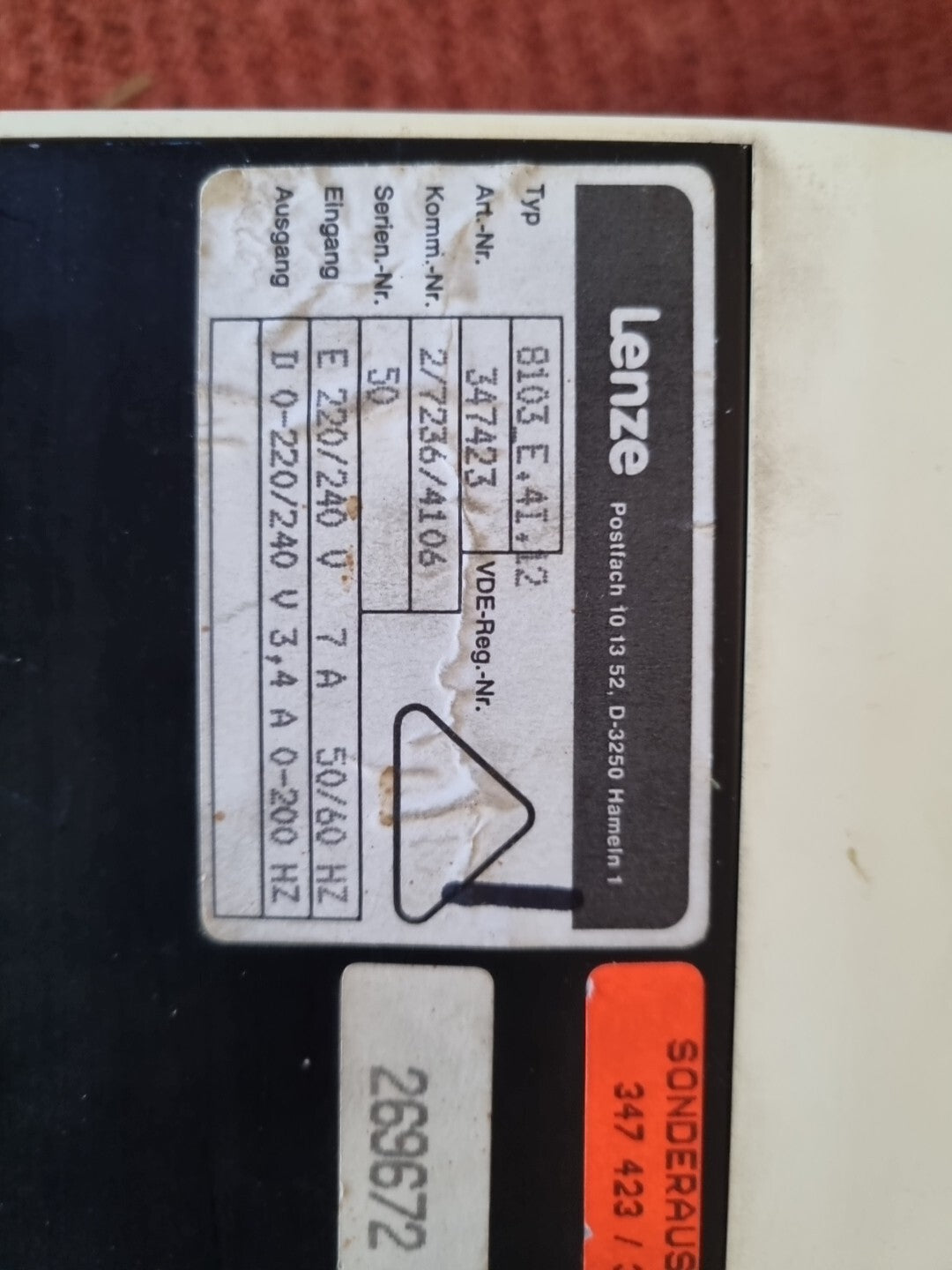 Lenze 8103 E.4I.12 Frequenzumrichter 8100 frequency inverter like new, wie neu!!