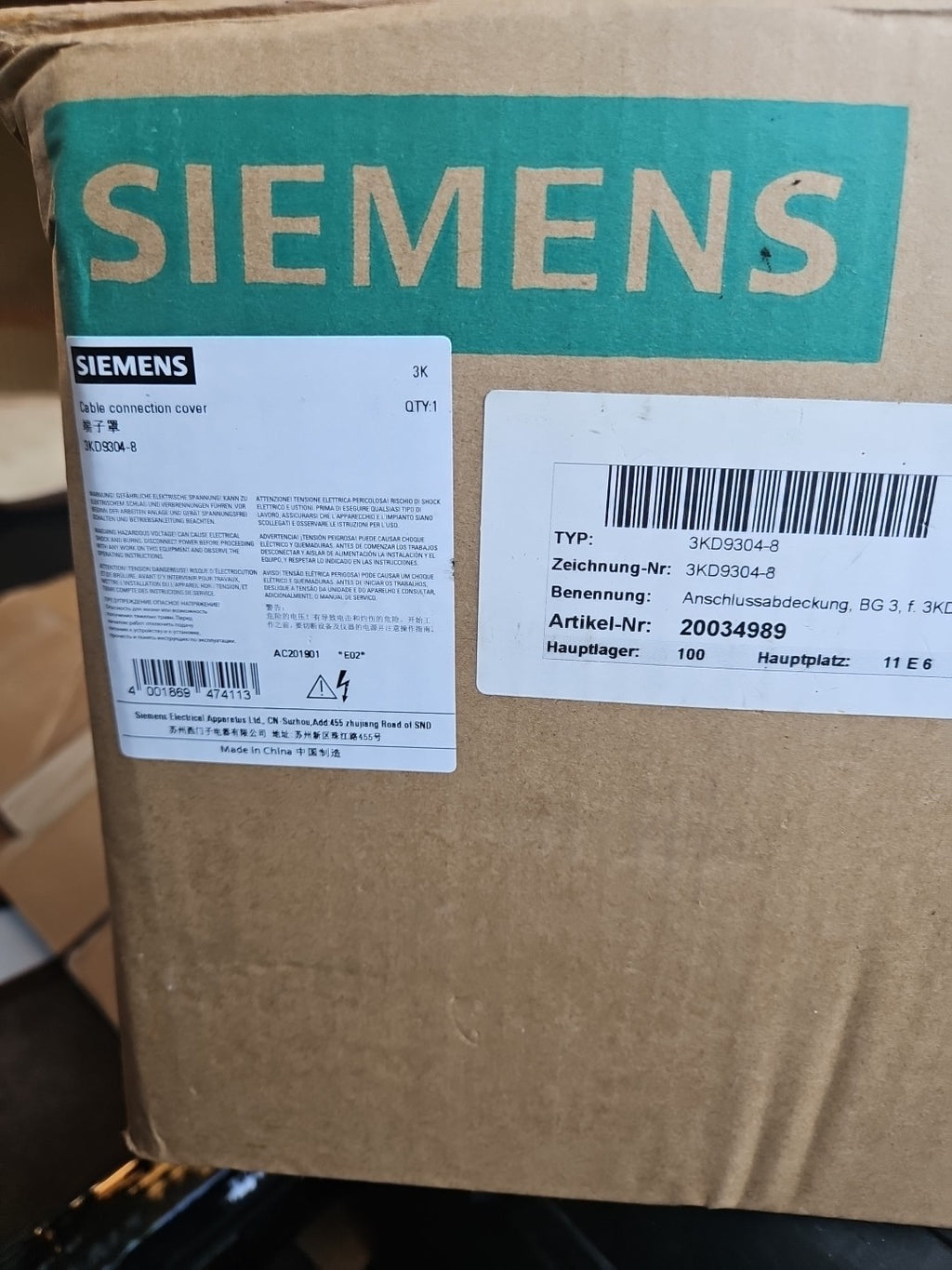 Siemens 3KD9304-8 Accessory for 3KD size 3 , 3KC0 size 3 10 Pcs.