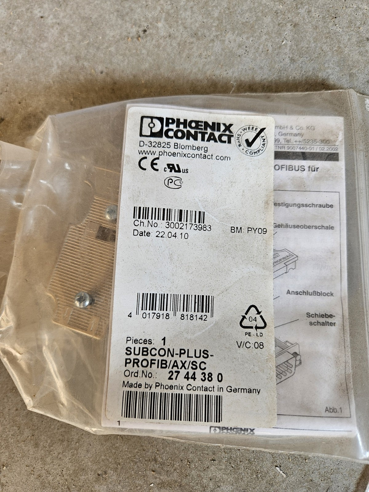 Phoenix Contact SUBCON-PLUS-PROFIB/AX/SC 2744380 Neu/OVP, NOS unused Sealed