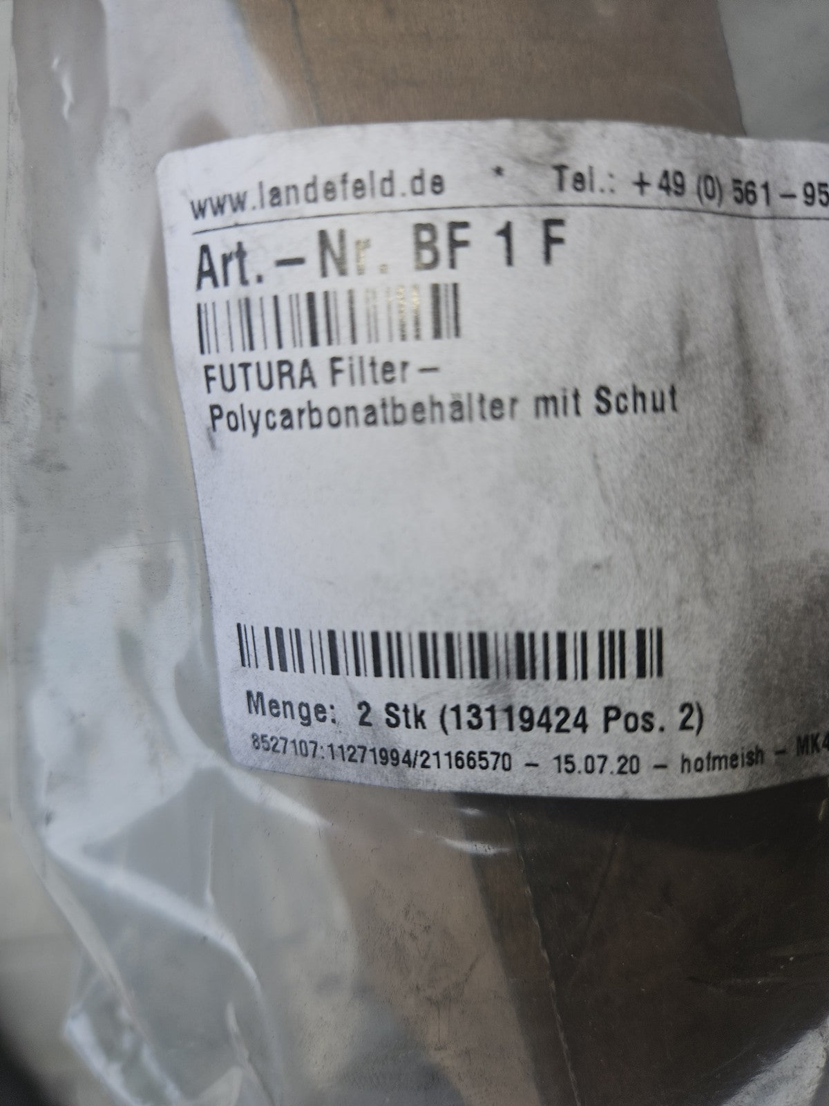 FUTURA Kunststoffbehälter , mit Schutzkorb, Polycarb. halbautomat. BF 1 FNeu
