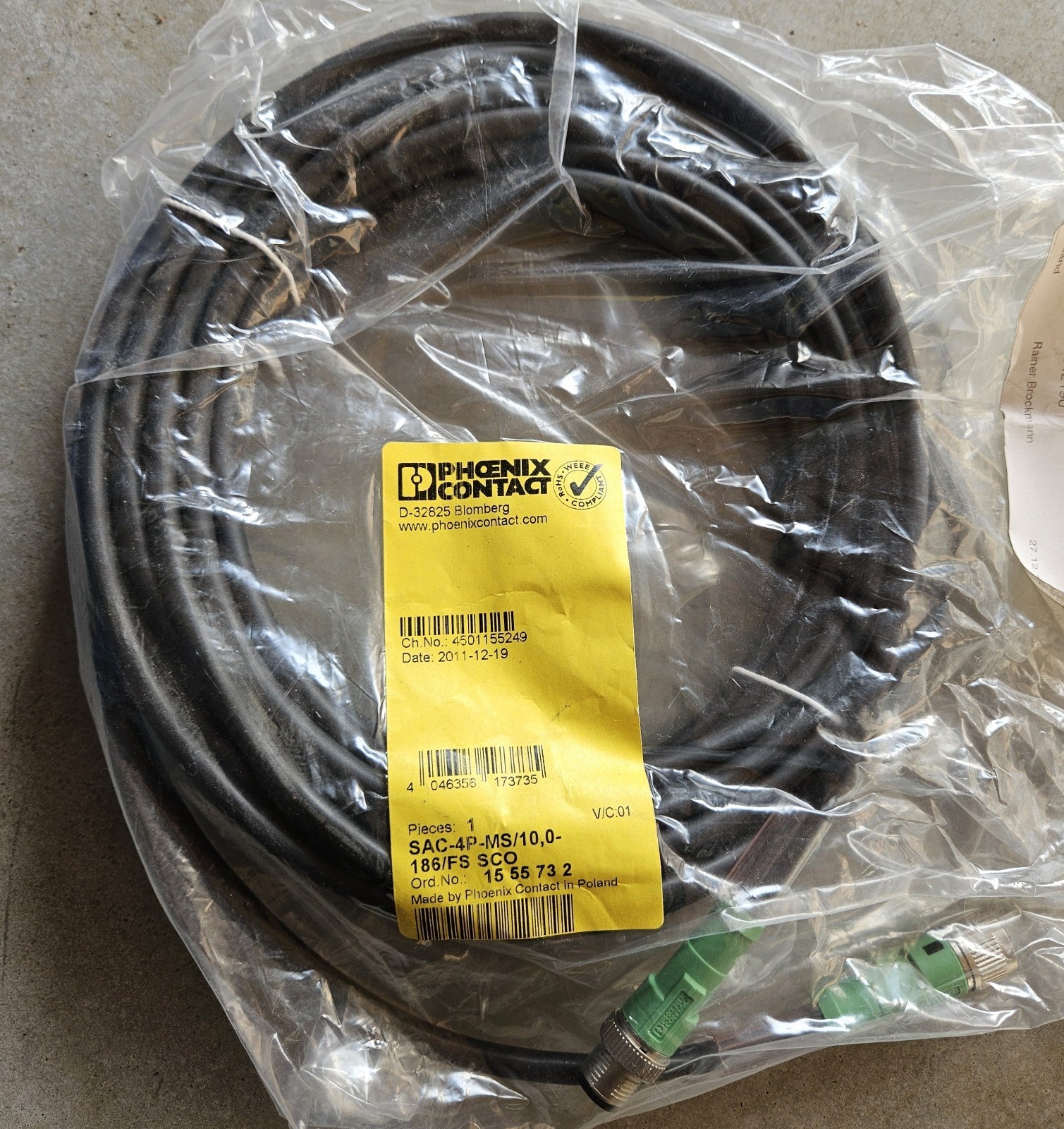 PHOENIX CONTACT SAC-4P-MS/10,0-186/FS SCO / SAC4PMS100186FSSCO, 1555732, New Neu