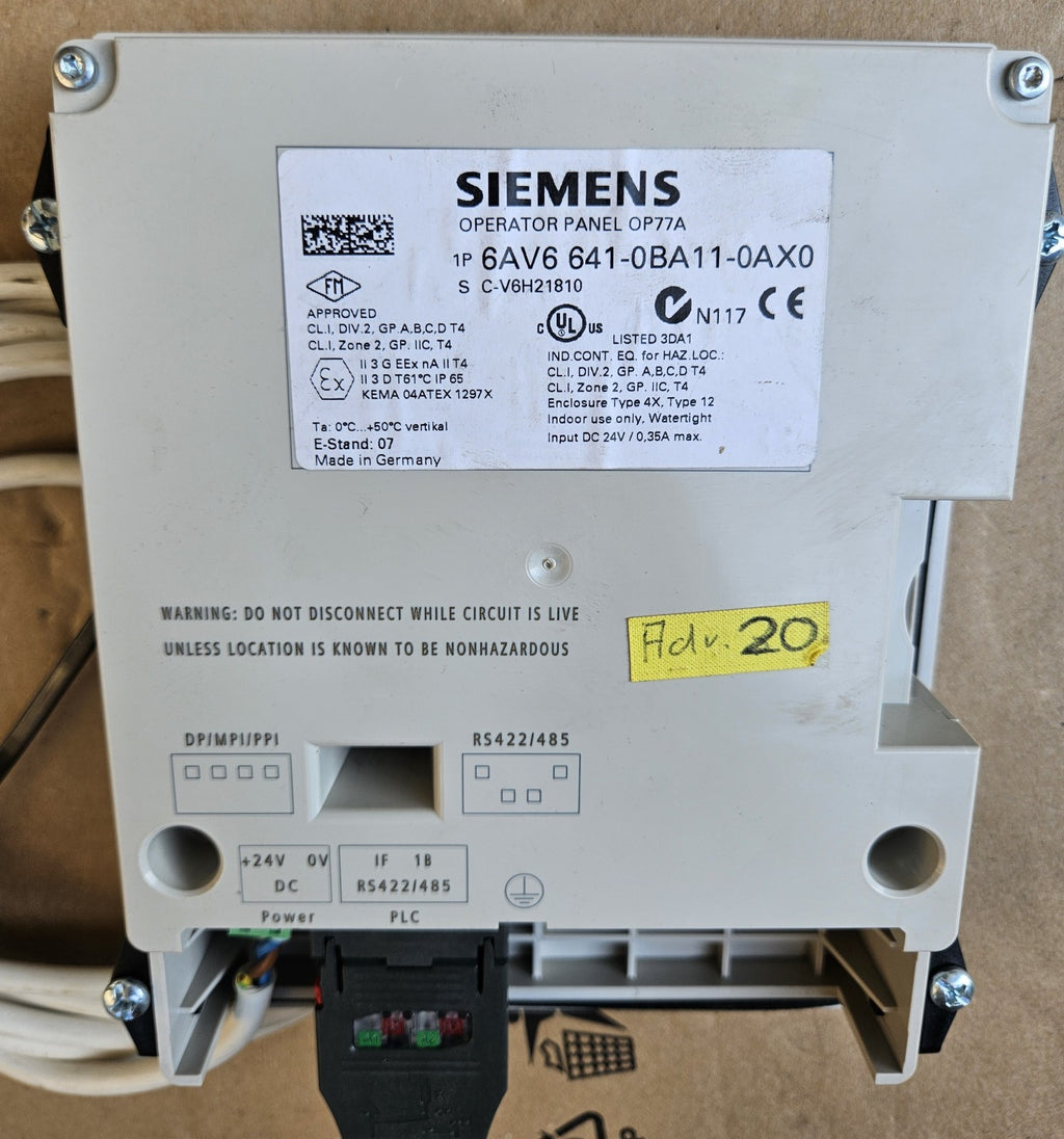 Siemens 6AV6 641-0BA11-0AX0/ 6AV6641-0BA11-0AX1 OPERATOR PANEL OP77A Wie Neu New