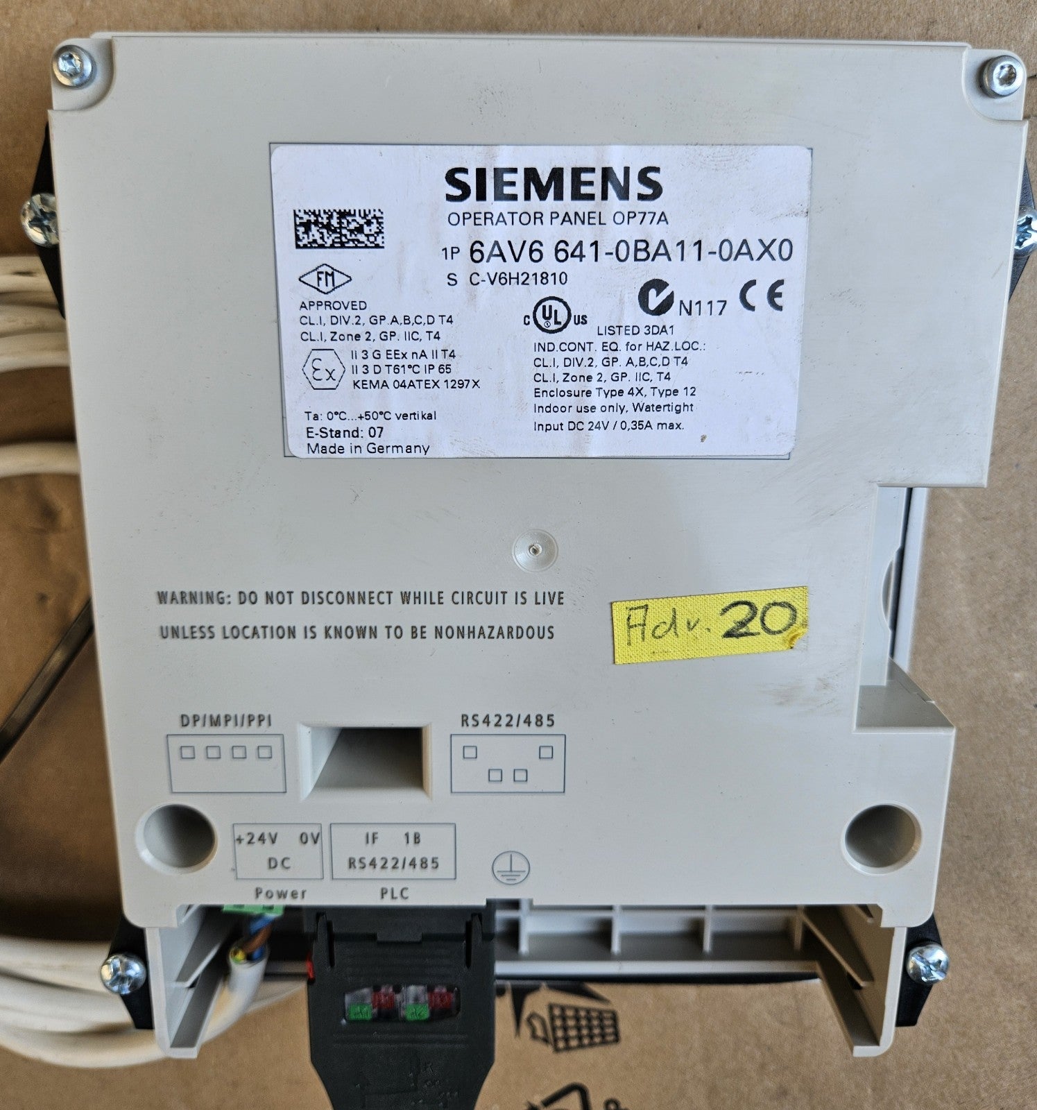 Siemens 6AV6 641-0BA11-0AX0/ 6AV6641-0BA11-0AX1 OPERATOR PANEL OP77A Wie Neu New