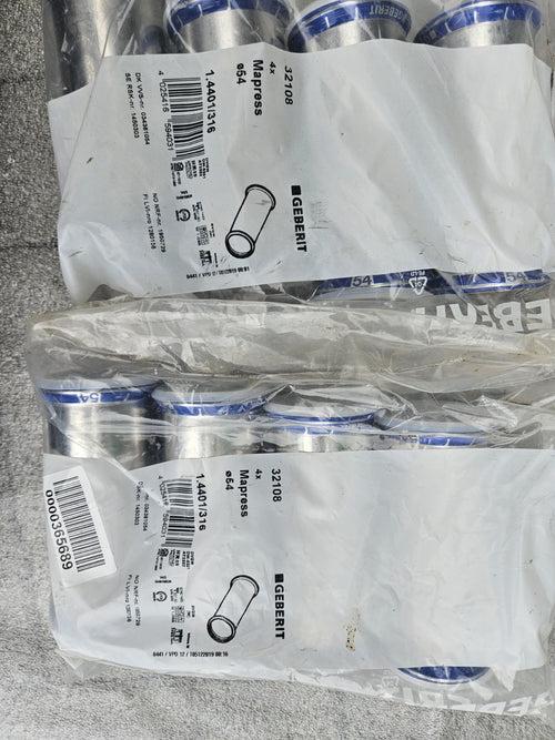 1x Geberit Mapress Edelstahl32108 Muffe Ø54 1.4401/316 -unused- INOX