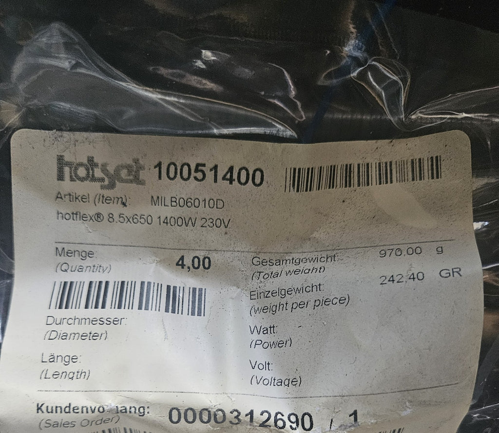 HOTFLEX MILB06010D, 8.5 X 650 1400W/230V, 10051400, Rohrheizkörper - NEU/OVP New