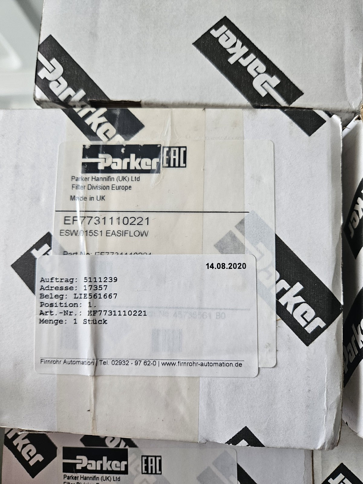 PARKER Easyflow EF7731110221 , ESW015S1 Durchflussmesser, Neu/ovp New Unused