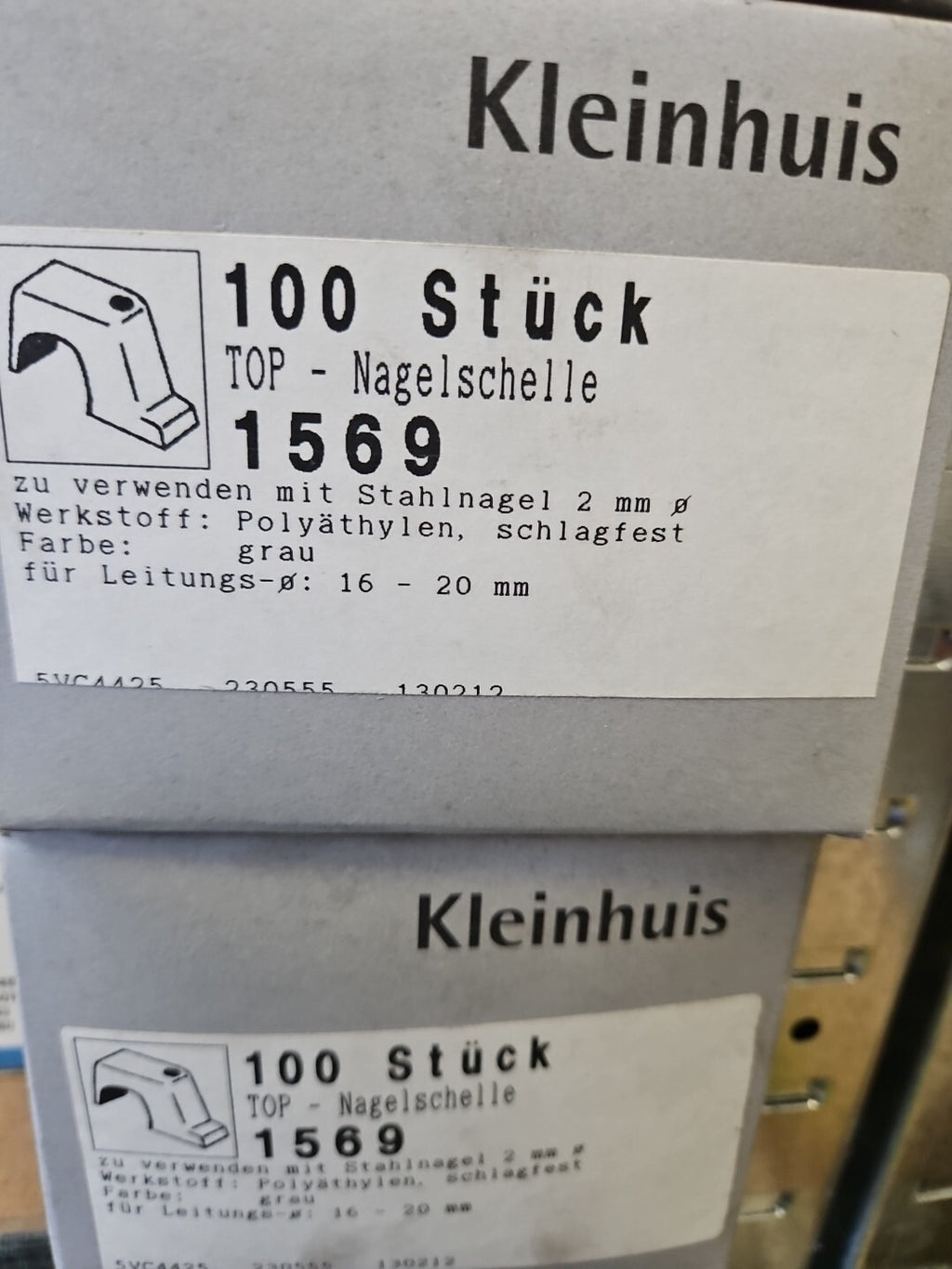 100 Stk. HKL Top-Nagelschelle gr 1569 grau Nagelschellen Kunststoff Neu/Ovp New