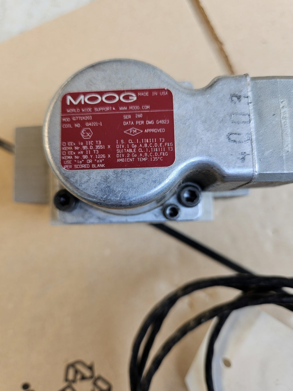 MOOG G771K203 FLOW SERVO CONTROL VALVE GE 312A6077 P5, New Nos Ovp Unused Neu