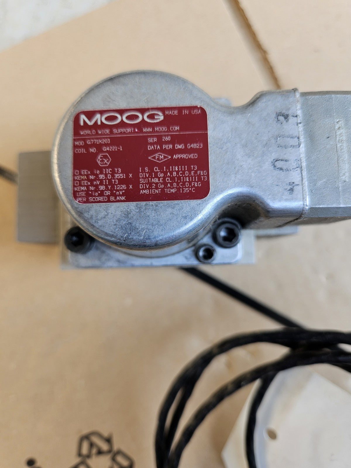 MOOG G771K203 FLOW SERVO CONTROL VALVE GE 312A6077 P5, New Nos Ovp Unused Neu