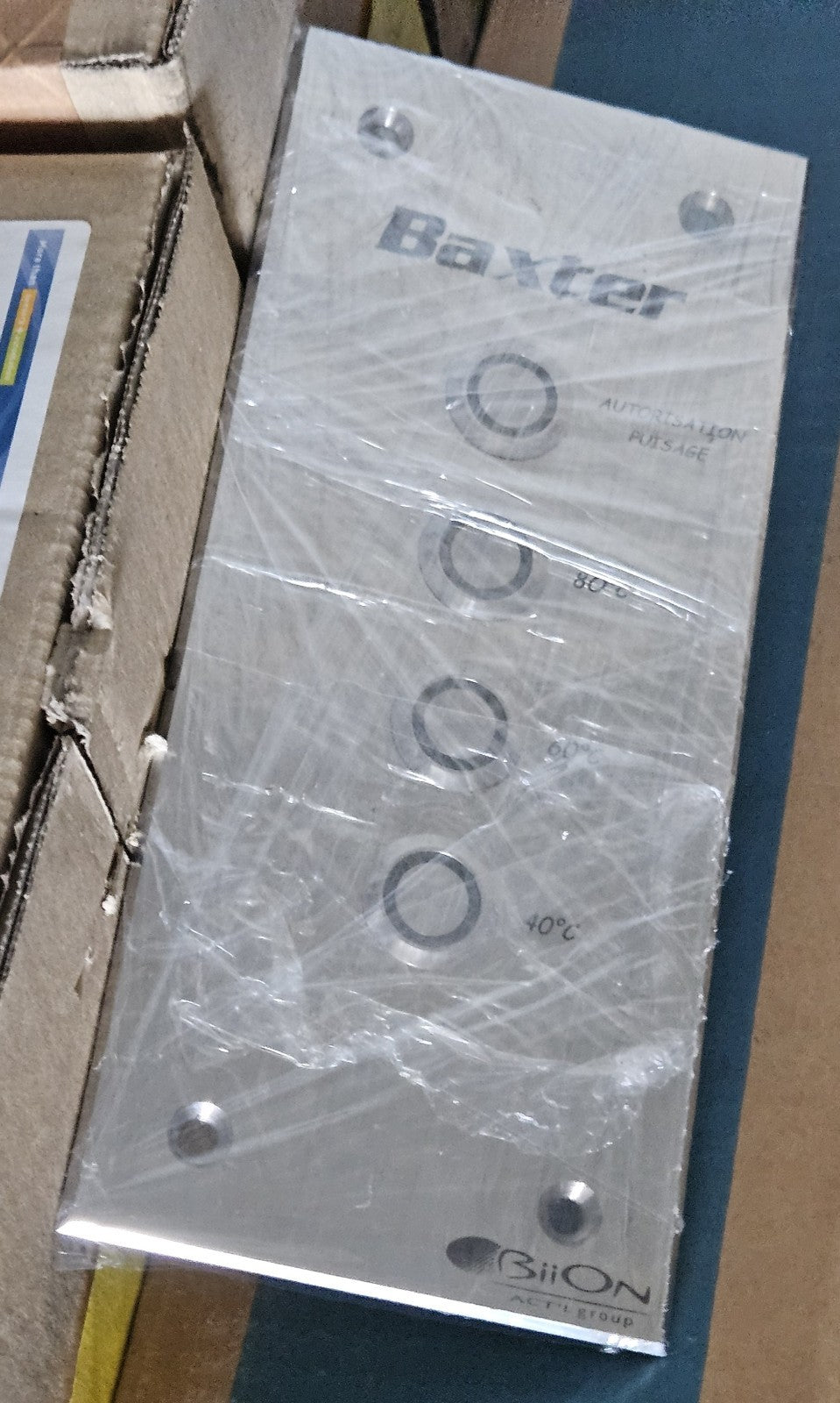 Baxter BiiON Stainless Steel Control Panel – 4 Piezo Push Buttons 40/60/80°C