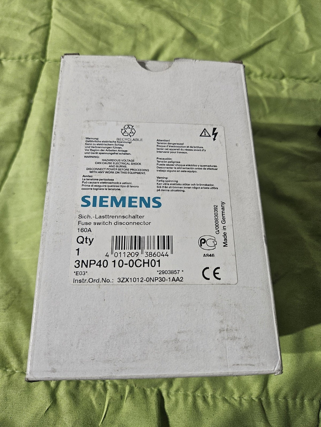 1 x Siemens Sicherungs-Lasttrennschalter 3NP40 10-0CH01 Neu/Ovp New Old Stock