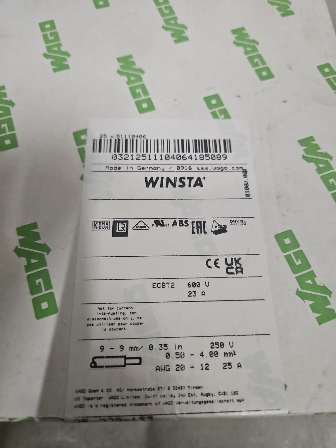 25 x Wago 770-133 Stecker mit Zugentlastungsgehäuse, 3-Polig, 0,5-4 mm², Neu/ovp