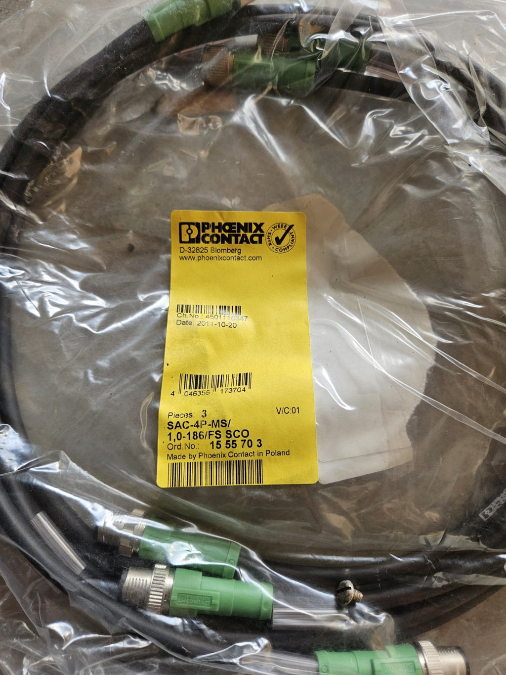 PHOENIX CONTACT SAC-4P-MS/ 1,0-186/FS SCO / SAC4PMS10186FSSCO, 1555703, Neu New