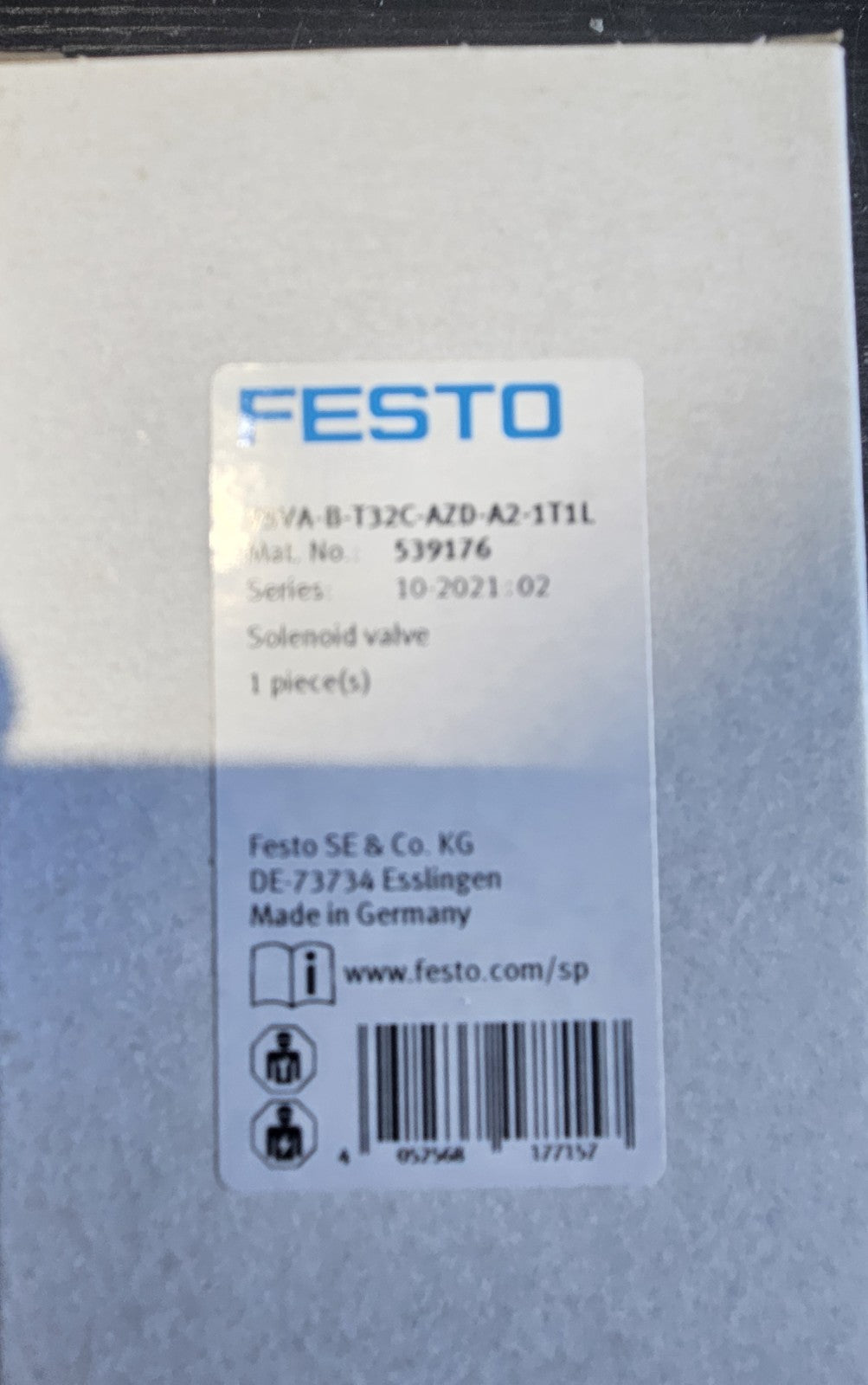 FESTO VSVA-B-T32C-AZD-A2-1T1L, 539176 Magnetventil, Solenoid Valve, New In Box