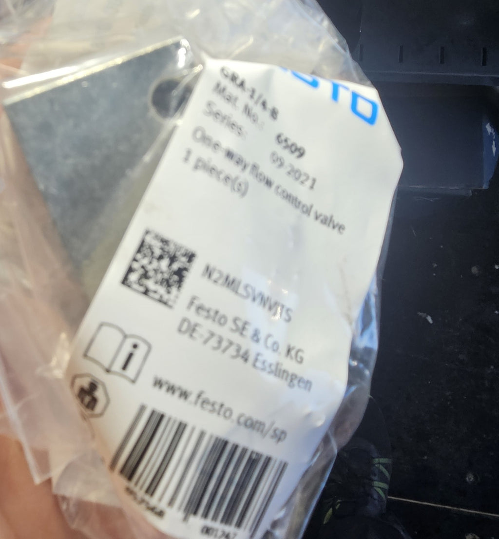 Festo Drossel-Rückschlagventil GRA-1/4-B one-way flow control valve 6509 New Neu