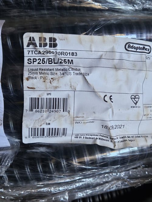 ABB 7TCA296020R Metallschutzschlauch SP25/BL/25M IP65 schwarz Metall Neu New NOS