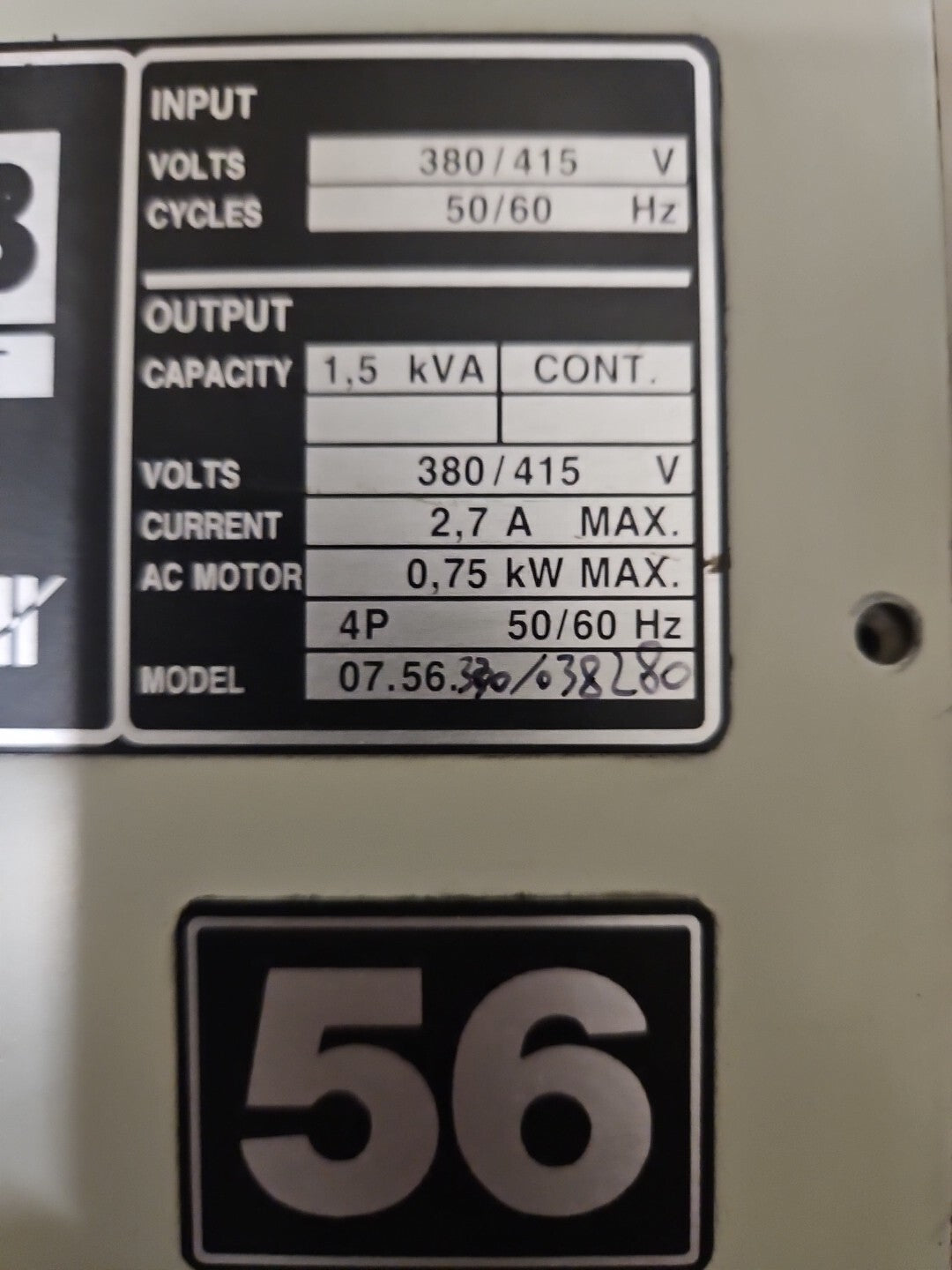 Refurbished KEB COMBIVERT 7.56.340 380/415V Current 2,7A Max,KEB 56 340 038280
