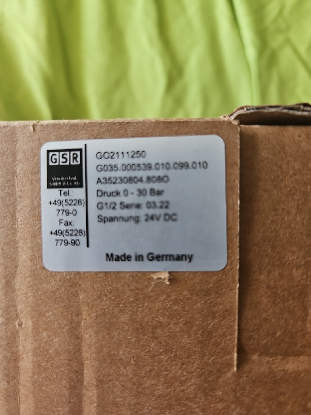 GSR-Magnetventil GO2111250G035.000539.010.099.010A35230804.8080 Neu/ovp,0-30