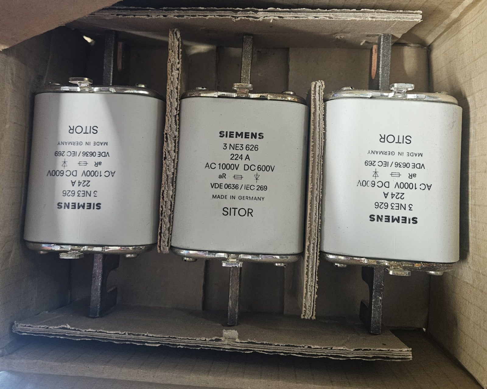 Siemens 3 NE3 626 SITOR-Sicherungseinsatz VPE= 3 Stück new Old Stock Unused, Neu
