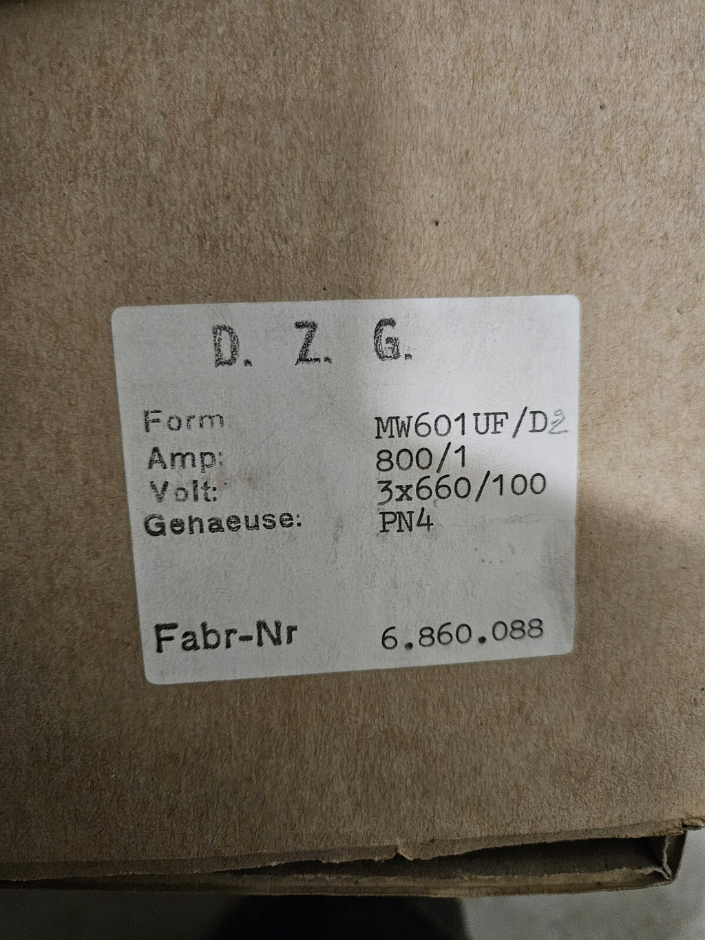 D.Z.G. D10618 Meßwandlerzähler MW601UF/D 1,2 U/KWH, 3/660/ 1000V, Neu/OVP,new