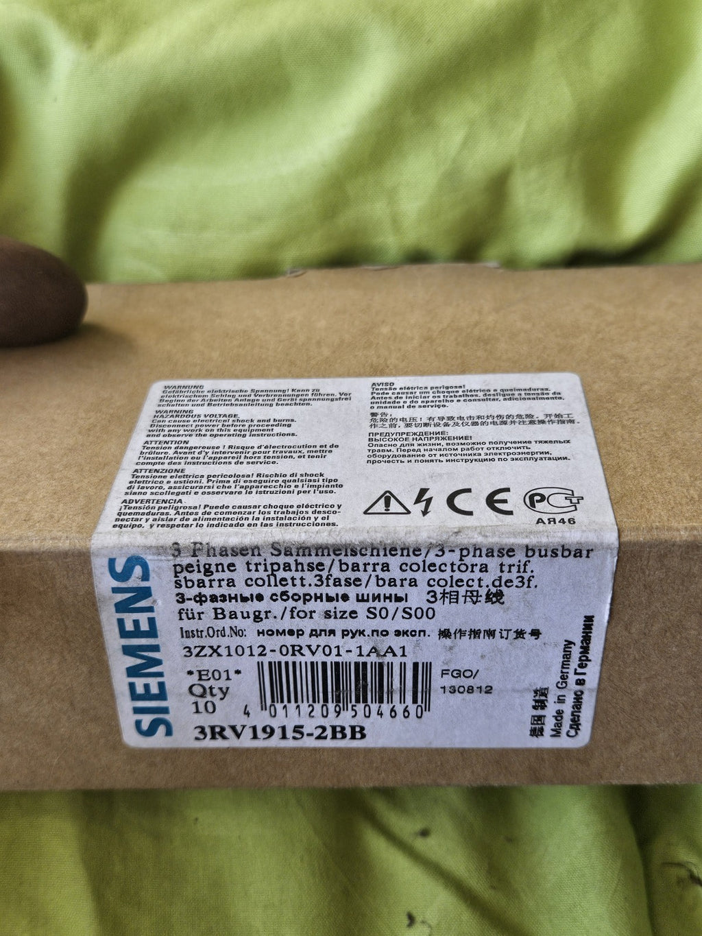 10 x Siemens 3-Phasen Sammelschiene / 3RV1915-2BB Sealed Box Neu OVP