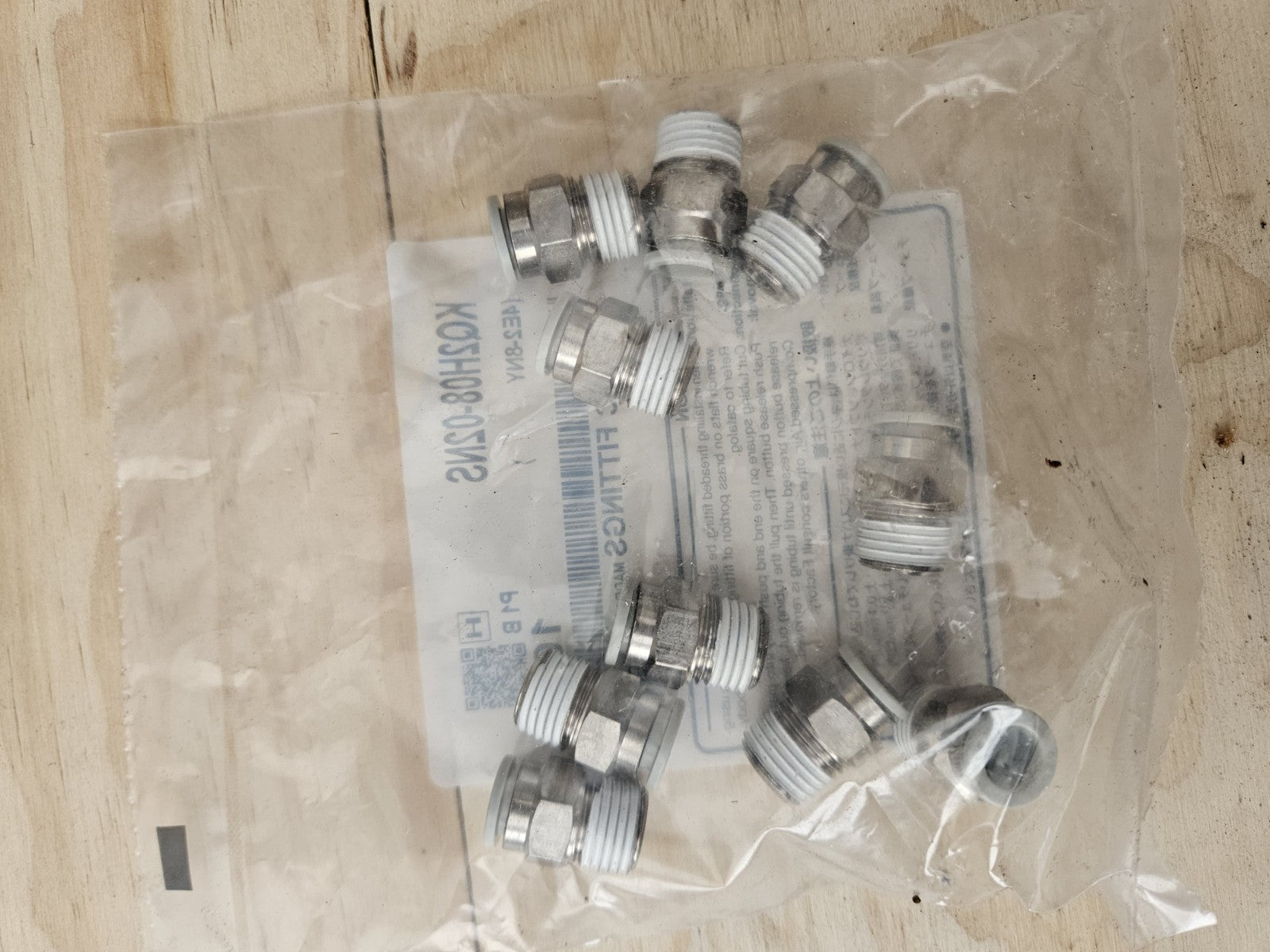 10 x SMC  Fittings KQ2H08-G02N, 4E2-8NY New In Sealed Bag, Neu/ovp