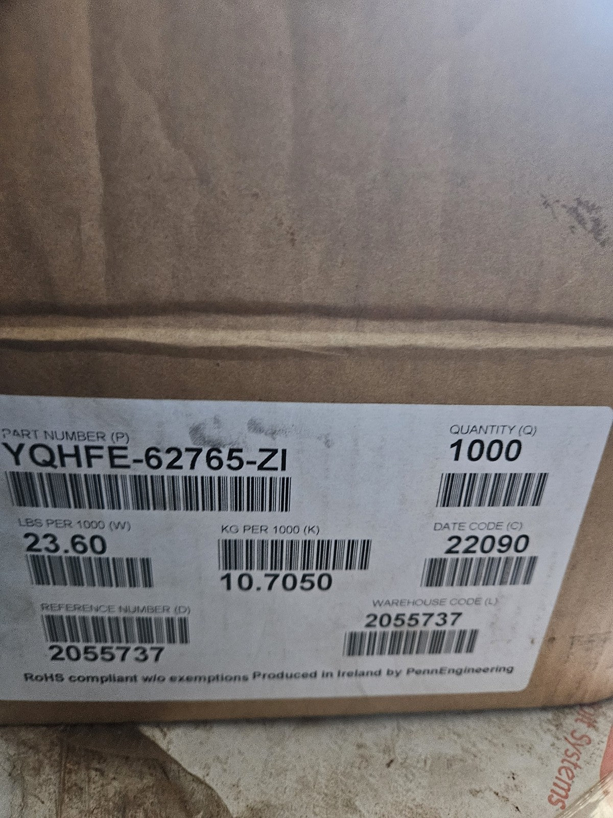 25 Penn Engineering YQHFE-62765 Self Clinching Studs Clinch Threaded Metric  New