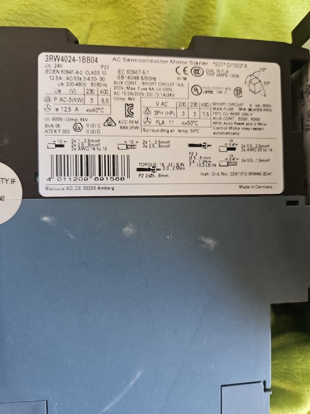 Siemens Sirius Sanftstarter 3RW4024-1BB04, 3RW4 024-1BB04 used,tested Fully Work