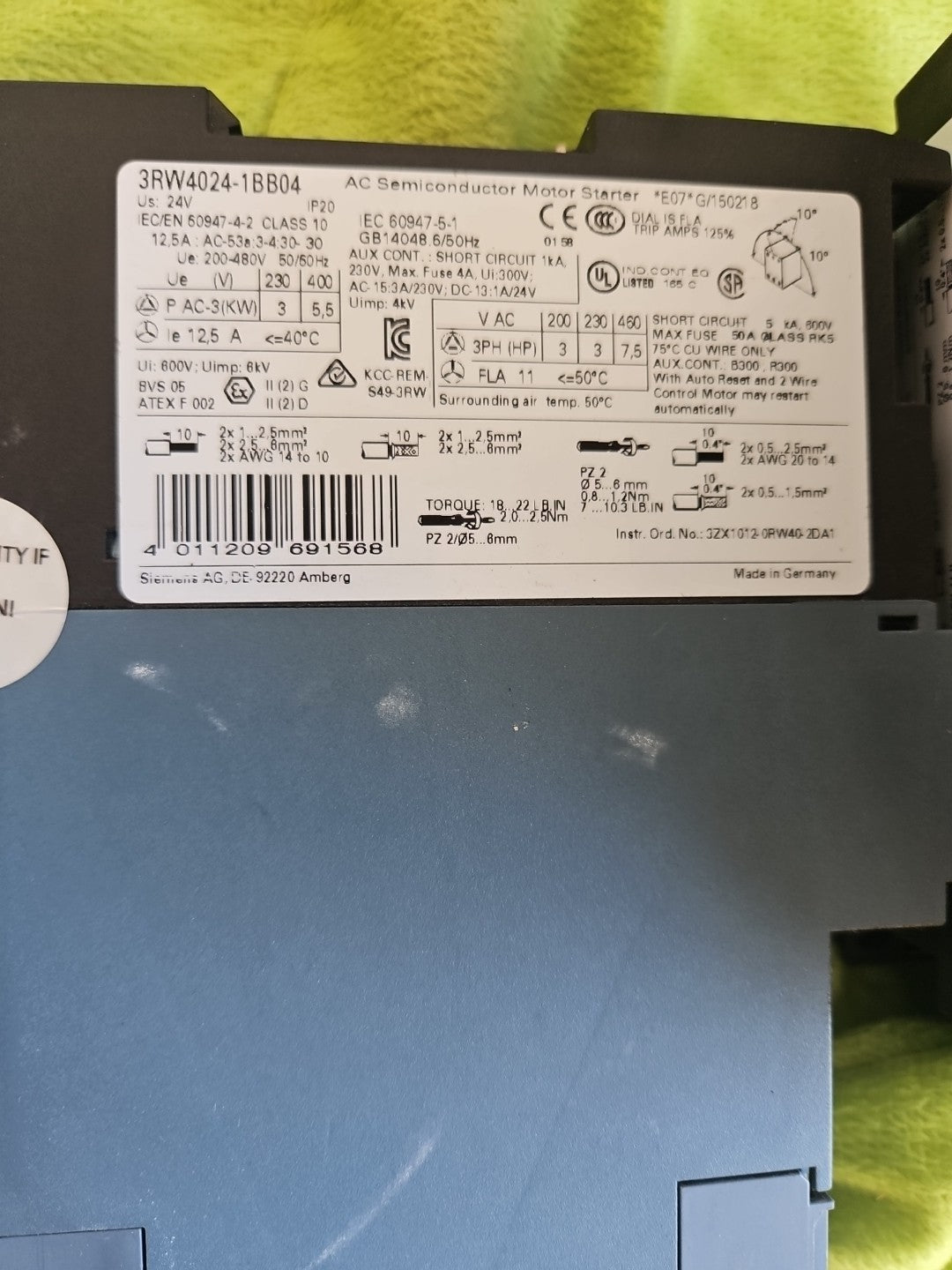 Siemens Sirius Sanftstarter 3RW4024-1BB04, 3RW4 024-1BB04 used,tested Fully Work