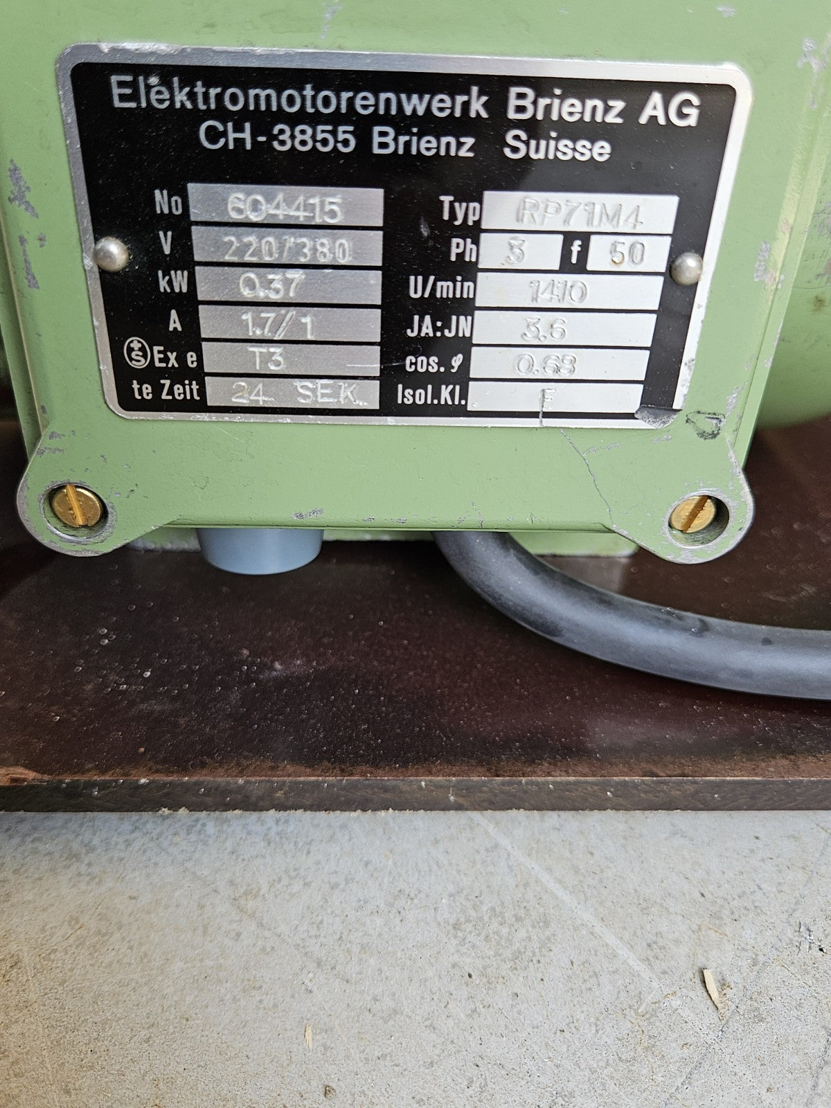 Brienz Elektromotor RP71M4, RP 71 M 4 0.37KW 14100 U/min, Neuwertig, Barely Used