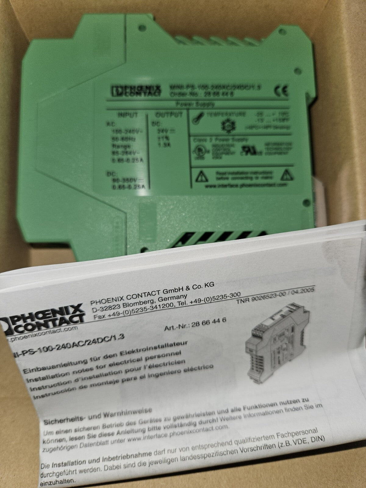 Phoenix Contact Power Supply 28 66 44 6 | MINI-PS-100-240AC/24DC/1.3|2866446 Neu