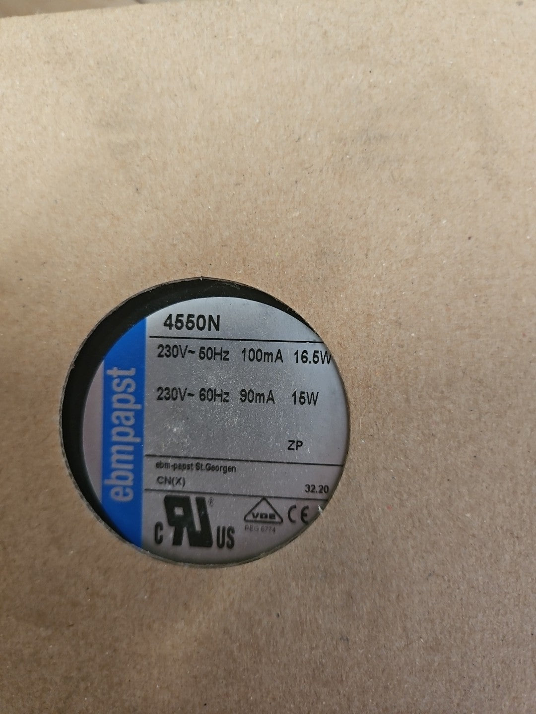 Lüfter ebmPapst 4550N Typ 4550 N 4550N  16,5W Watt 220Volt ebm Papst Neu!! New