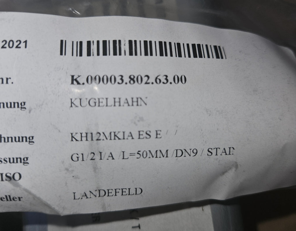 Landefeld Edelstahl-Minikugelhahn G 1/2"  KH12MKIA ES E Neu/ovp New Unused