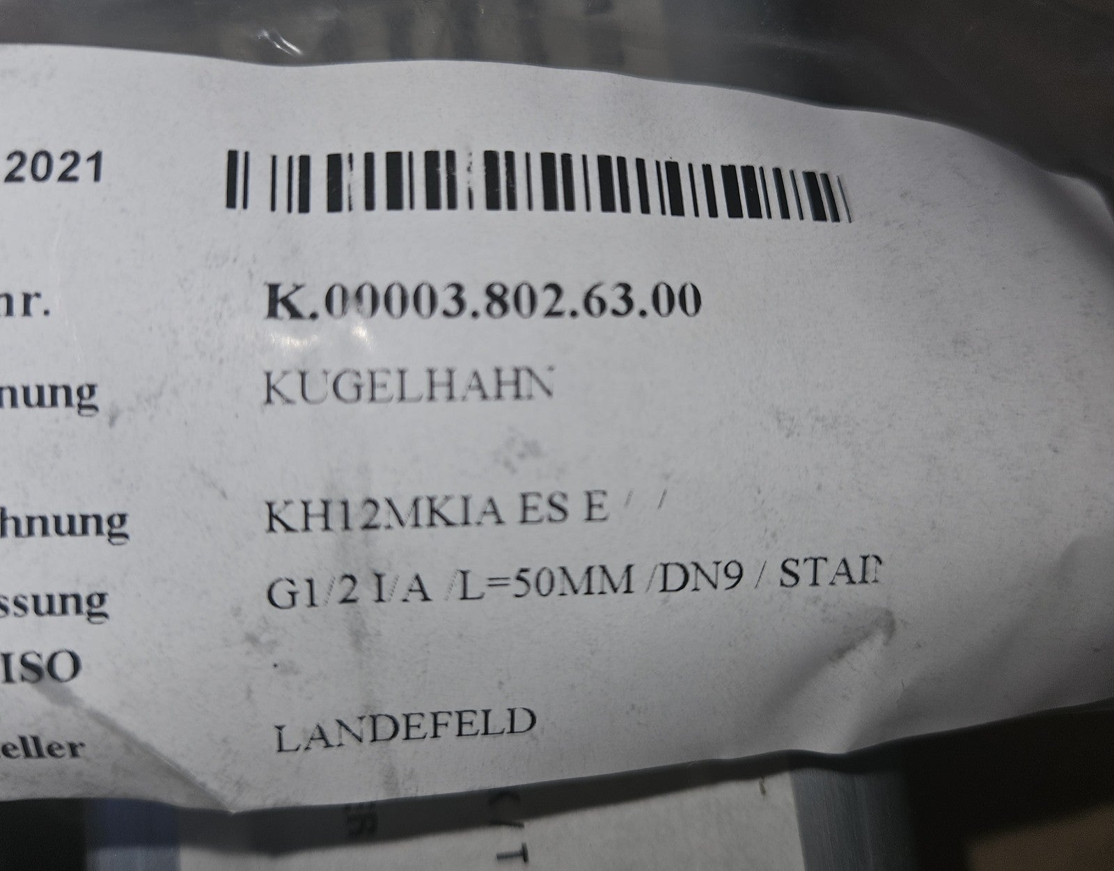 Landefeld Edelstahl-Minikugelhahn G 1/2"  KH12MKIA ES E Neu/ovp New Unused