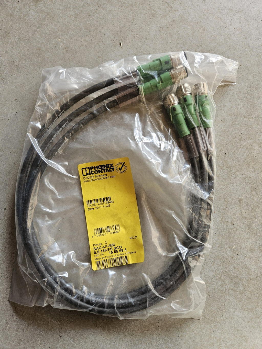 PHOENIX CONTACT SAC-4P-MS/ 0,5-186/FS SCO / SAC4PMS05186FSSCO, 1555693, Neu New
