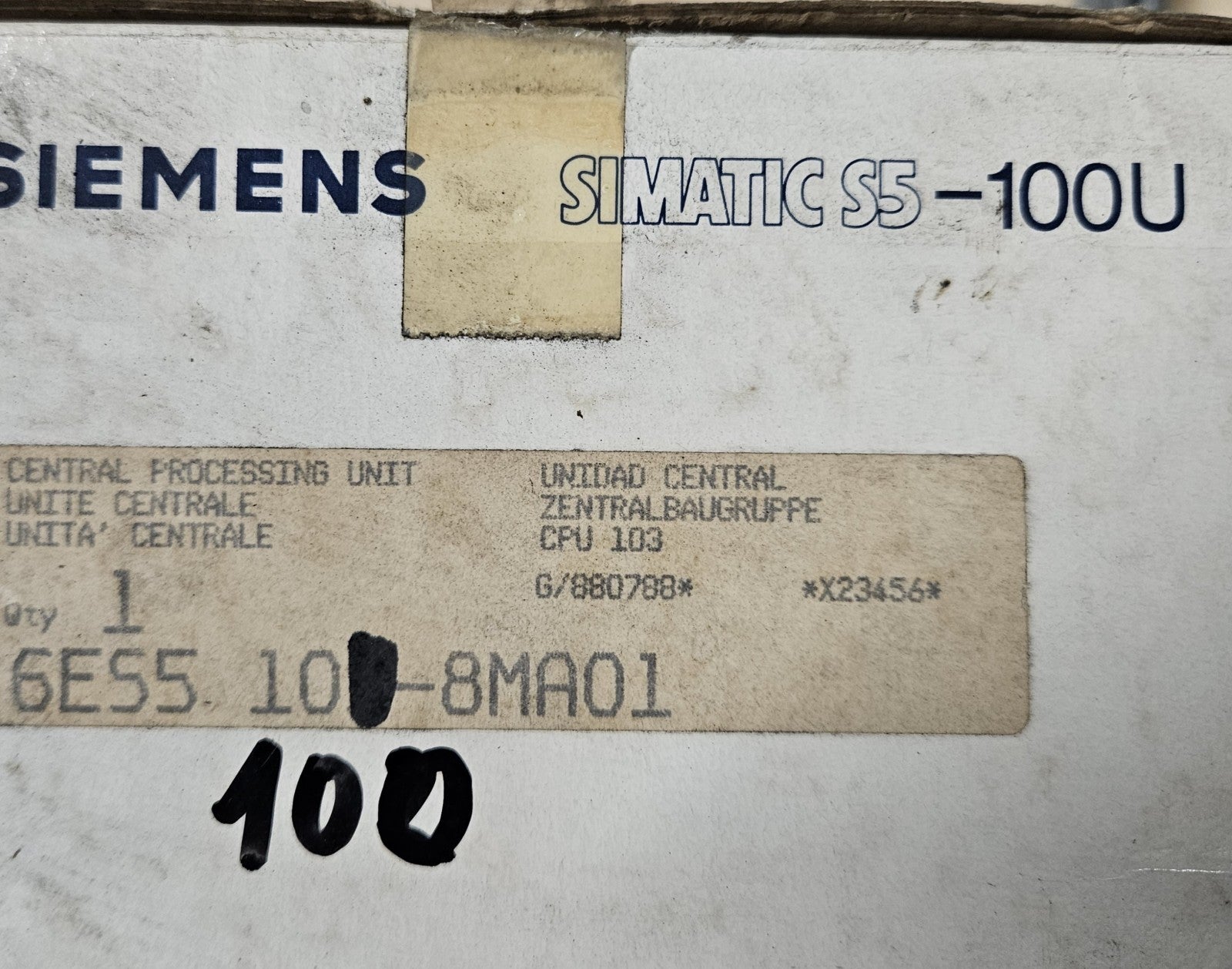 Siemens SIMATIC S5-100U CPU 100- 6ES5 100-8MA01 Neu/ovp, New In Box Unused
