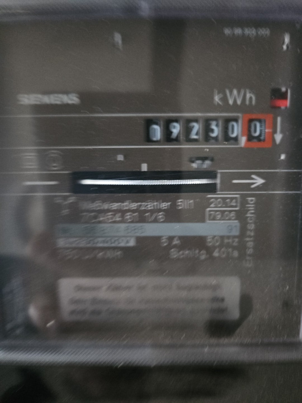 SIEMENS 7CA5461 1/6, NZR 10010206, 220/400V Wechselstromzähler, Meßwandlerzähler