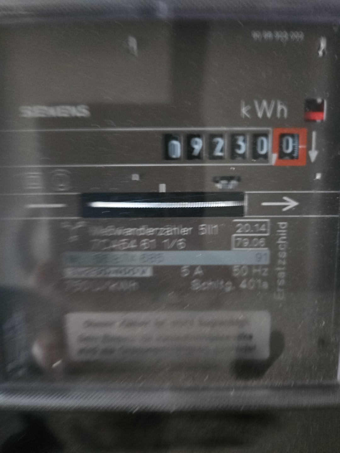 SIEMENS 7CA5461 1/6, NZR 10010206, 220/400V Wechselstromzähler, Meßwandlerzähler