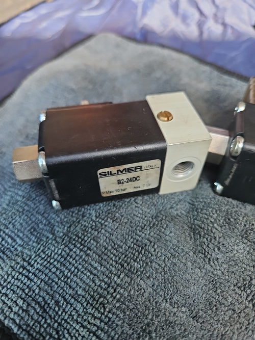 2 x SILMER Valve Ventil B2-24DC Magnetventil Steuerung max.10bar, Tested Working